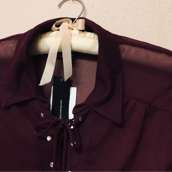 Adele & May Burgundy Sheer Top🌺 - Picture 10 of 13